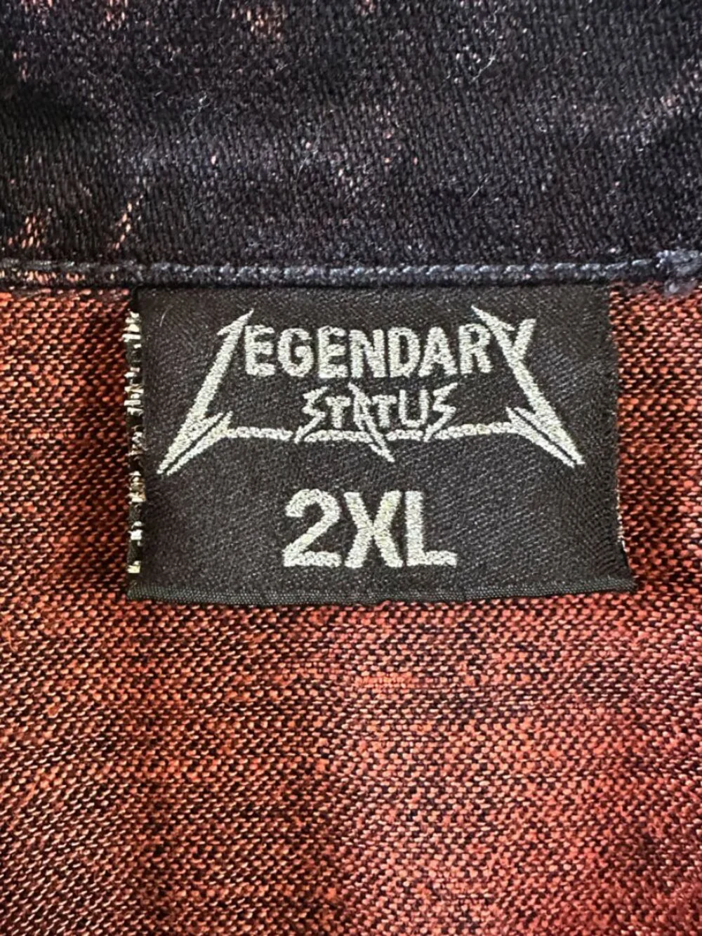 Legendary Status Denim Vest 2XL Black Red Acid Wash Distressed Biker Battle Vest